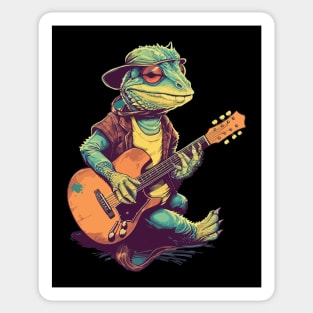 Lizard Musician Sticker